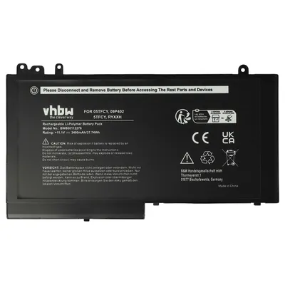 Produktbild von vhbw Akku kompatibel mit Dell Latitude 12 E5250 P25S, 12 E5270, 12 E5270-8023, 12 E5250-9815, 12 E5250-9839 Notebook (3400 mAh, 11,1 V, Li-Polymer)