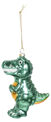 Productafbeelding van Kerstornament - Dinosaurus - Glas - Groen - 4,5 x 9,5 x 12,5 cm
