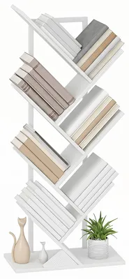 Produktbild von HOMCOM Bücherregal Standregal mit 7 Ebenen Schmal Regal im Baumform Weiß