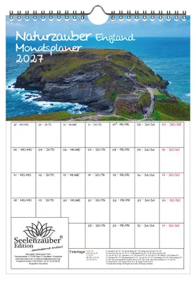 Produktbild von Naturzauber England Planer DIN A4 Kalender für 2027 Landschaft Natur Reise Land Urlaub - Seelenzauber
