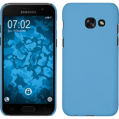 Produktbild von PhoneNatic Case kompatibel mit Samsung Galaxy A7 (2017) - Hülle hellblau gummiert Hard-case + 2 Schutzfolien