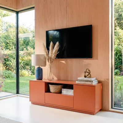 Immagine prodotto di Mobile TV moderno rettangolare L140 cm mattone - Oviala Ruben