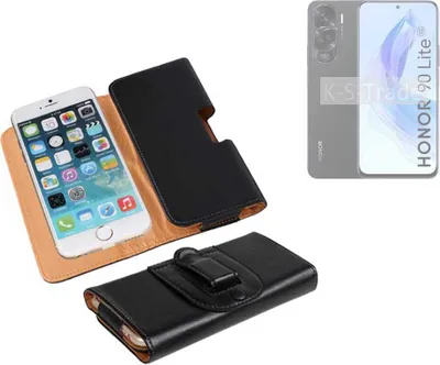 Produktbild von K-S-Trade Schützhülle Handyhülle kompatibel mit Honor 90 Lite Holster Gürtel Tasche Schutzhülle Handy-Tasche Smartphone Case Seitentasche schwarz
