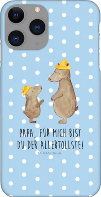 Produktbild von Mr. & Mrs. Panda Iphone 11 Pro Handyhülle Bären mit Hut - Blau Pastell - Geschenk, Muttertag, Premium Kunststoff, Papa, Vatertag, Handy Case, Papi, Familie
