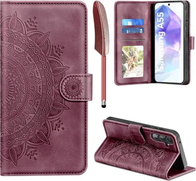 Image de Samsung Galaxy A55 5G Housse en cuir Flip Wallet Case bordeaux
