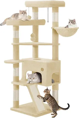 Imagen del producto de Árbol para gatos Kratzbaum, 153 cm, con 6 postes rascadores, color beige