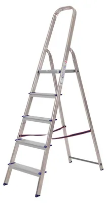 Produktbild von Haushaltsleiter Alu mit Sicherheitsbügel Mod. KH - Stufenanzahl: 5, Plattformhöhe: 1,00 m