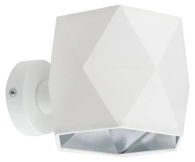 Produktbild von Wandlampe Weiß Silber H: 14 cm E27 Stoff Schirm Modern Wohnzimmer Flur Up Down Wandleuchte