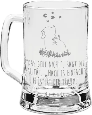 Produktbild von Mr. & Mrs. Panda Seidel Schwein Glück - Transparent - Geschenk, Sterne, Krug, Ziele, Bierkrug Glas, Lustige Sprüche, Schweinchen, Bierhumpen, Motivation, Humpen