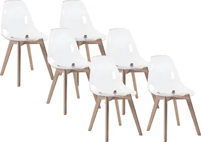 Produktbild von Stuhl 6er-Set - Polycarbonat & Buche - Transparent - AUDRA