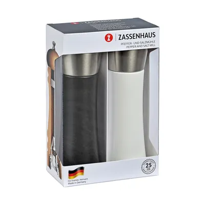 Immagine prodotto di Zassenhaus Mühlen-Set AUGSBURG 18 cm schwarz/weiß 23732 4006528023732