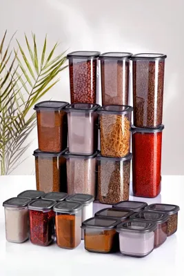 Obrázok produktu pre Hermia Concept, MCH009903, sada úložných boxov (24 dielov), antracitová, 100 % PLAST, 10 x 10 x 24,5 cm