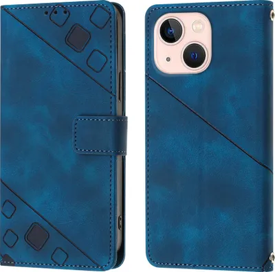 Produktbild von Hülle für iPhone 13 Prägung Flip Leder Brieftasche Schutzhülle mit Ständer Blau