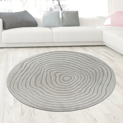 Immagine prodotto di Tappeto rotondo di design grigio con struttura a onde moderno ed elegante dimensioni - 200 cm rotondo