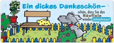 Produktbild von Dankeschön Hundeklo Metallschild als Hinweis für den Garten oder das Grundstück