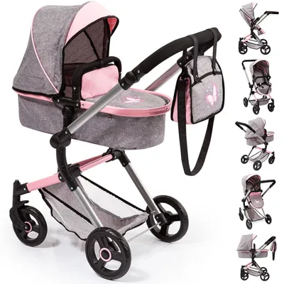 Immagine prodotto di Carrozzina per bambole Bayer Neo Vario combi grigio/rosa