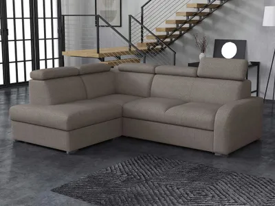 Produktbild von MIRJAN24 Ecksofa Oslo 2rRLXp, Eckcouch mit Schlaffunktion und Bettkasten, Silberne Holzfüße, Einstellbare Kopfstützen (Farbe: Crown 04, Seite: Links LXP+R+2R)