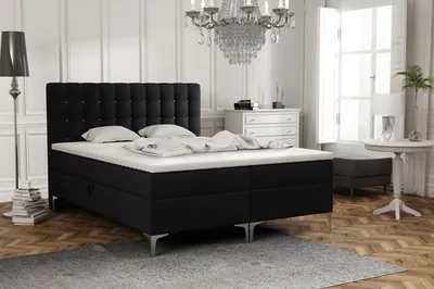 Produktbild von Emoebel24 Boxspringbett mit Topper und 2 Bettkasten, Polsterbett, Doppelbett 140x200 cm Jack Schwarz