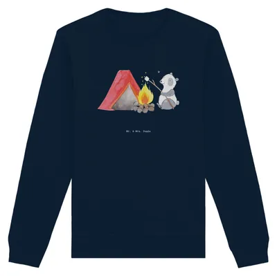 Produktbild von Mr. & Mrs. Panda Bio Baumwoll Pullover Panda Campen Größe S - French Navy - Geschenk, gehen, Sweater, Pulli, Campingplatz, Rundhals, Sweatshirt, Camping, Zelten