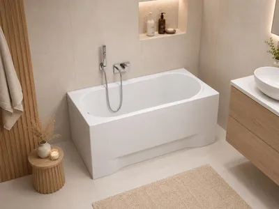 Produktbild von AQUA for you | Badewanne - Polimat Mini - Rechteckbadewanne - 110x70 cm - Weiß - mit Verkleidung, Siphon, Gestell, Acrylwanne