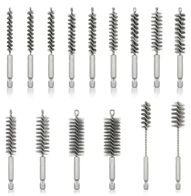 15 Drahtbürsten für Bohrmaschine, Edelstahl, 8-22 mm