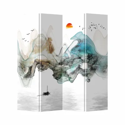 Produktbild von Fine Asianliving Paravent Raumteiler Spanische Wand Trennwand Room Divider Raumtrenner Sichtschutz Japanisch Orientalisch Chinesisch L160xH180cm Bedruckte Canvas Doppelseitig Asiatisch