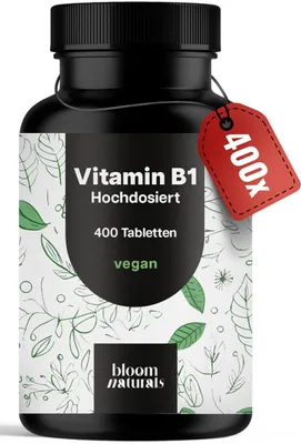 Produktbild von Bloom Naturals Vitamin B1 250mg, 400 Tabletten, vegan