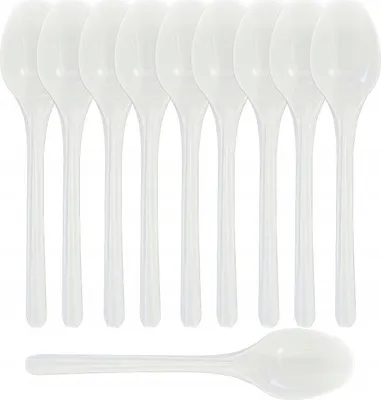 Immagine prodotto di Cucchiaio di plastica riutilizzabile WHITE cucchiaio posate grill 100 pz.