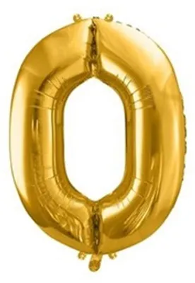 Zdjęcie produktu dla Złoty balon Karaloon z numerem 0 wykonany z folii powlekanej aluminium