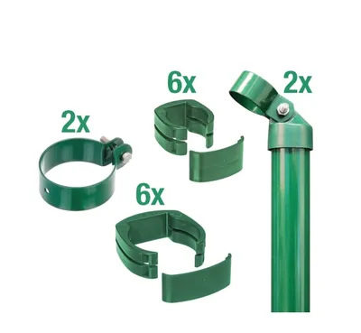Immagine prodotto di Alberts 601669 Set di collegamento per cancello in rete metallica a rete verde, set, 2s, zinco-fosfatato zE, Ø cancello: 72 mm, altezza recinzione: 15 cm