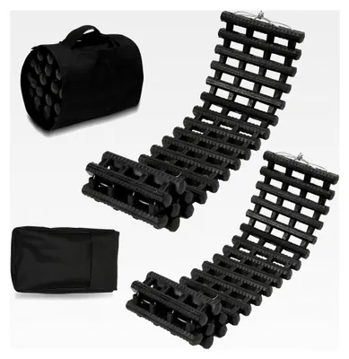 Produktbild von Traktionshilfe 80 x 21 cm, 2er-Set, Schwerlast Gummi Anfahrmatte mit Tragetasche, Offroad Anfahrmatte für Schnee, Eis und Schlamm