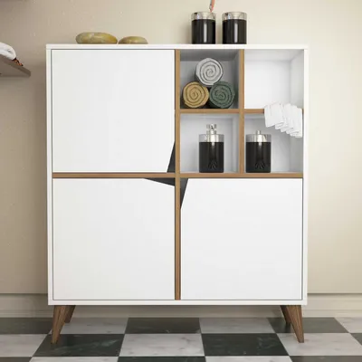 Produktbild von Skye Decor, Pulse- Pulse HCT, Weiß,,Nussbaumfarbe, Schuhschränke, 115x100x30 cm, 100% Melaminbeschichtete Partikelplatte