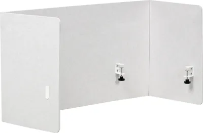 Obrázok produktu pre BELIANI Rozdeľovač písacích stolov krémovo biely PET materiál látkový poťah 130 x 60 cm akustický rozdeľovač písacích stolov domáca kancelária