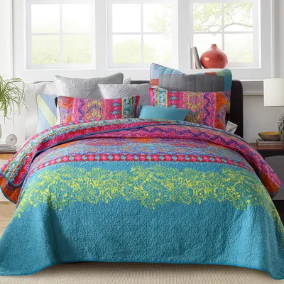Obrázok produktu pre Boho prehoz na posteľ 220 x 240 cm, 2 obliečky na vankúše 50 x 75 cm, obojstranná deka pre dvojlôžko, pre
