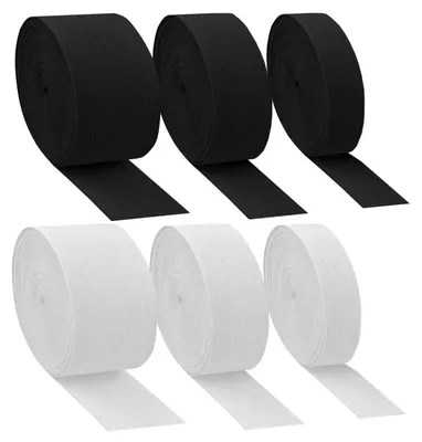 Produktbild von 6 Rollen Elastische Gummibänder Nähen 20mm/30mm/40mm, Schwarze Weiß Breite Gummibänder zum Nähen, Hosengummi, Elastisches Breit Einfassband für Nähzubehör DIY Handwerk, 30M