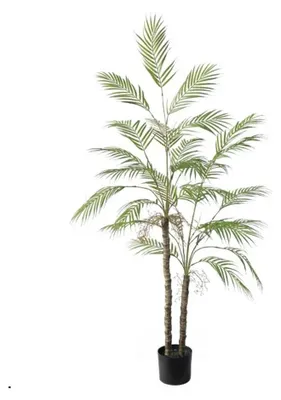Produktbild von Künstliche Palme - Topfpflanze - 150 cm Höhe - 2-Stämmig - Mit Kunststofftopf - Indoor/Outdoor - Bodenstehend - Grün
