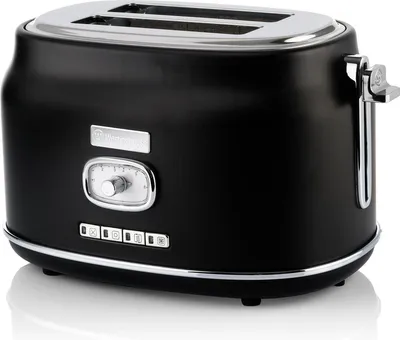 Retro Toaster 2 Slice, extra brede sleuven, 815W, zwart