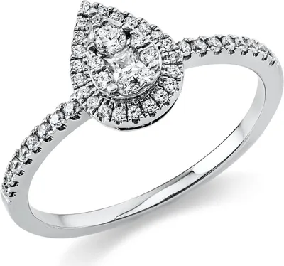 Produktbild von Ring Tropfen aus 950 Platin 47 Diamanten 0,31ct TW-SI B:9,3mm Innenumfang 56mm  Ø17.8mm