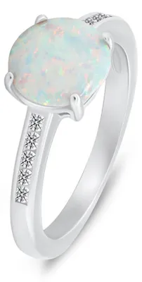 Produktbild von Charmanter Silberring mit Opal und Zirkonen RI107W - Kreislauf: 52 mm