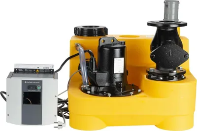 Produktbild von Jung Pumpen Fäkalienhebeanlage COMPLI 400 E (230V) mit montierter Rückschlagklappe R80