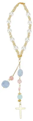Image de Ornement de suspension pour voiture, en forme de croix, avec des perles de jade et de verre