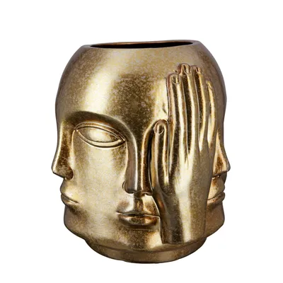 Immagine prodotto di Gilde Gesichtsvase, "Ponto", Keramik, goldfarben, VE 1, H. 23 cm, D. 20 cm 28979 4063387289792