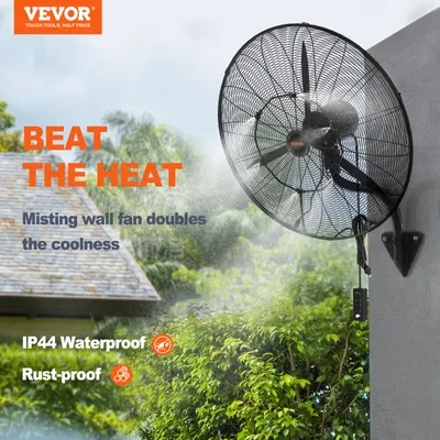 Obrázok produktu pre VEVOR hmlový ventilátor, 74,9 cm, vodotesný priemyselný ventilátor, 3 rýchlosti, 9500 CFM, komerčný alebo domáci ventilátor na chladenie skladov, skleníkov, dielní