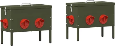 Immagine prodotto di vidaXL mangiatoia per polli 2 pezzi verde oliva 41,5 x 20,5 x 33 cm