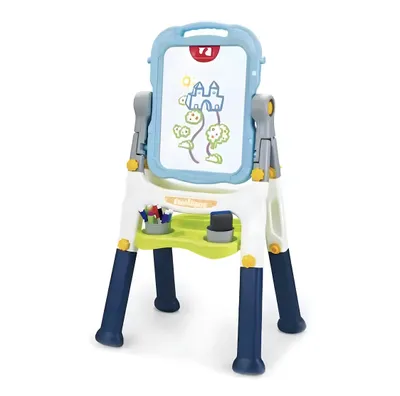 Produktbild von Kadii Kinder Standtafel, Höhenverstellbar 360° Drehbare Doppelseitige Maltafel mit Whiteboard & Kreidetafel, Magnetisch mit Ablagefach,