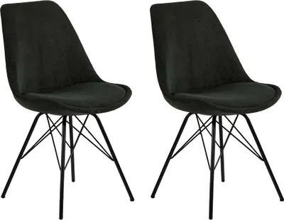 Obrázek produktu pro Jídelní židle z manšestrové tkaniny Smuk Erina Dark Green - 2 kusy