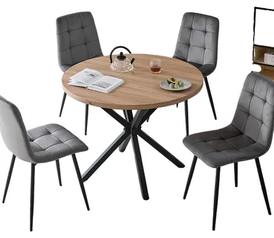 Productafbeelding van Eetkamerstoelen, modern minimalistisch design, stevige metalen poten, set van 4, grijs