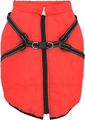 Produktbild von vidaXL Hundemantel mit Geschirr Wasserdicht Reflektierend Rot L48