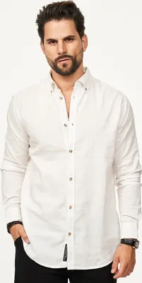 Produktbild von behype. Herren Langarmhemd aus Leinen im Regular-Fit Sommerhemd Herren Leinenhemd Freizeithemd mit Button-Down-Kragen