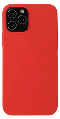 A red phone case is shown from the back.